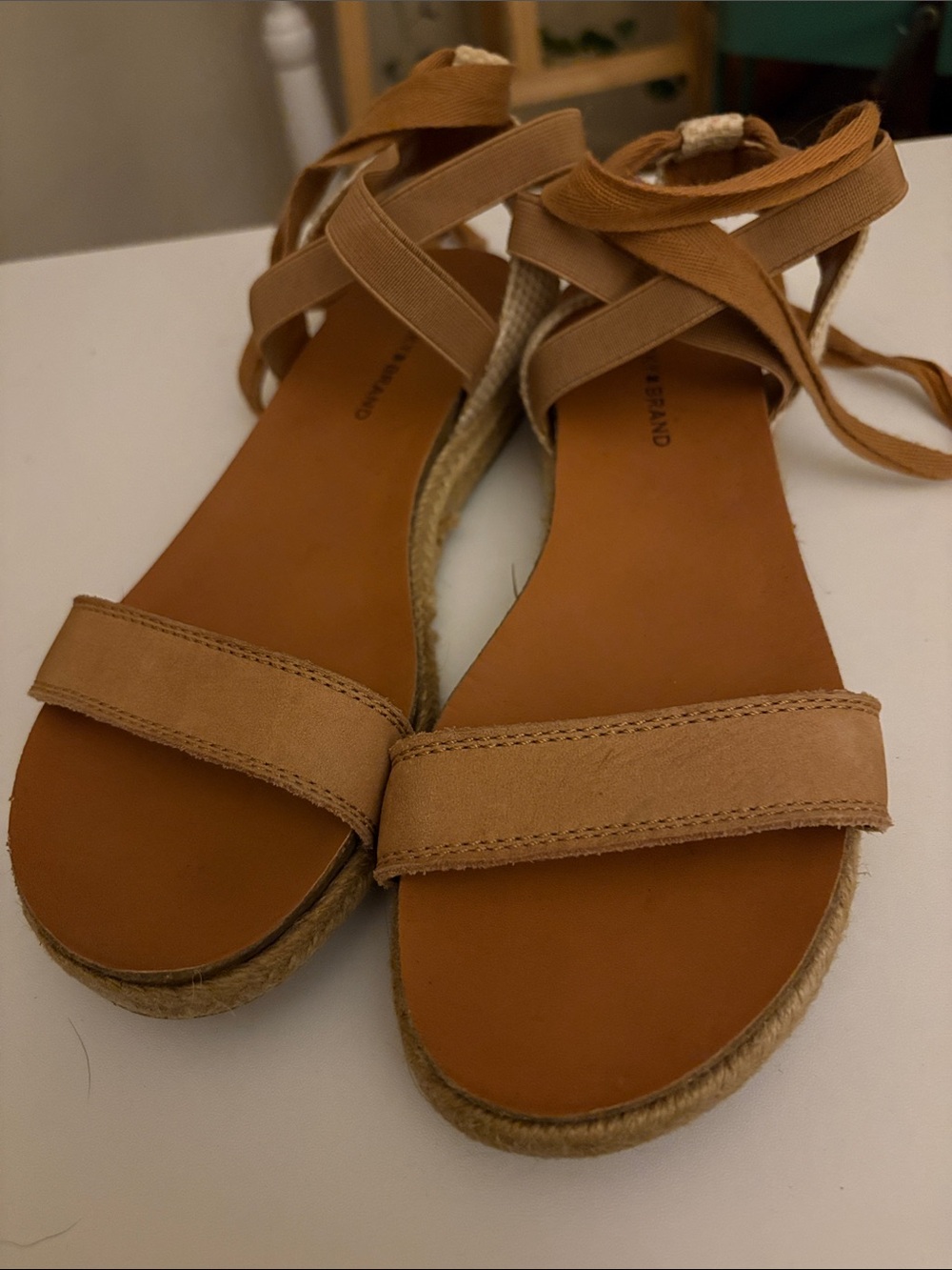 Lucky Brand Tan Lace-Up Espadrille Sandals